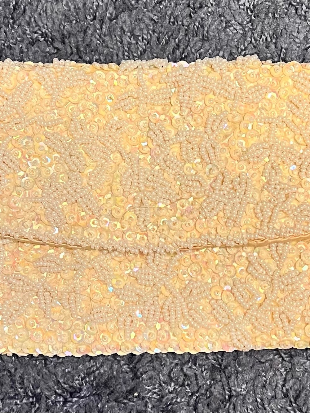 Source Unknown Yellow Beaded Sequin Clutch